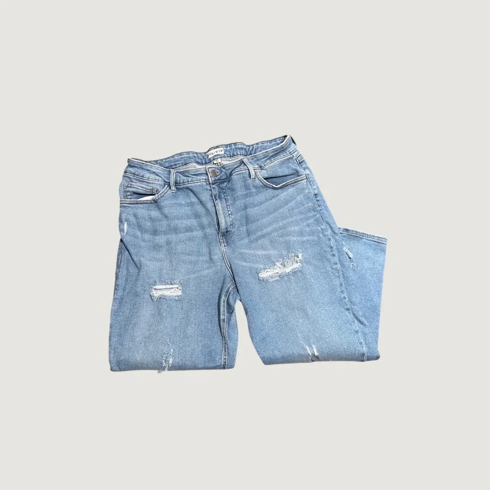 Ava & Viv Distressed Cropped Straight Leg Jeans 18W Grunge Streetwear‎ Y2K Edgy